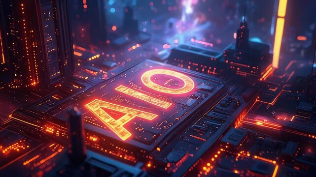 Aerial view of glowing AIO text integrated into digital cityscape symbolizing AI optimization and future SEO