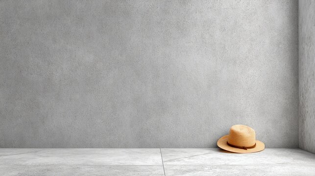 Wide Shot Light Grey Wall Raffia Scissors Negative Space