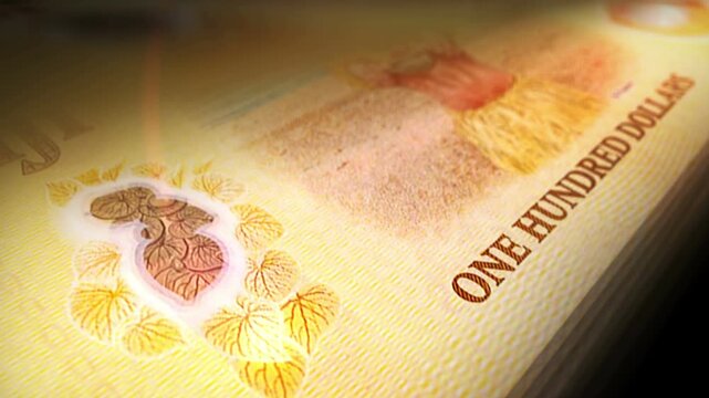 Fiji dollars Fijian money counting. 100 FJD banknotes. Fast cash note count macro loop. Business, finance and economy. Loopable and seamless concept.