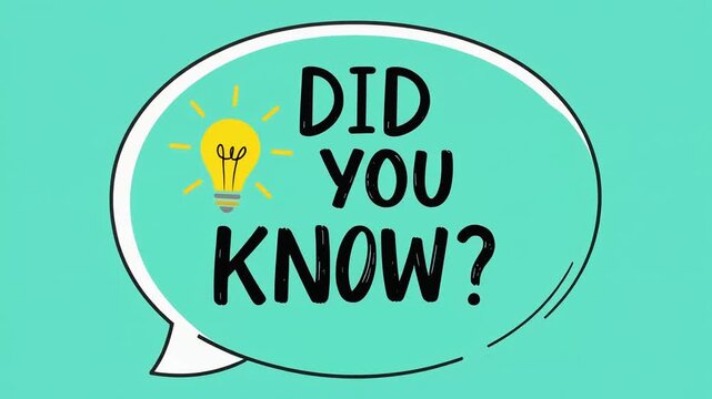 Turquoise speech bubble displaying Did You Know text with bright light bulb icon on clean white background