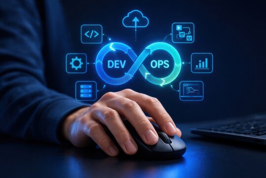 DevOps Workflow Visualization with Continuous Integration and Deployment Infinity Loop Concept