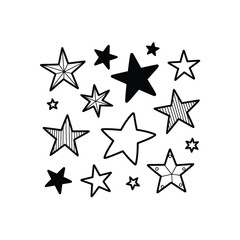 Fototapeta premium Black and white star shapes on white background for decoration and design