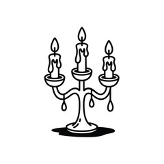 Fototapeta premium Melting Candles on Three Candleholder Illustration