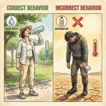 Learning about hydration in hot weather to stay healthy and avoid dehydration during summer heat waves