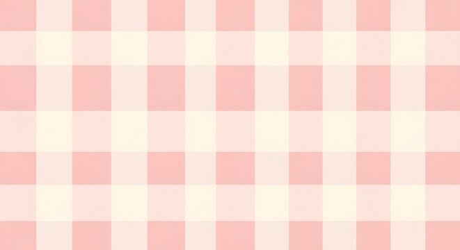 Delicate pastel pink and ivory checkered background, a charming and gentle seamless gingham pattern ideal for sweet designs, invitations, crafting, and warm, inviting digital projects
