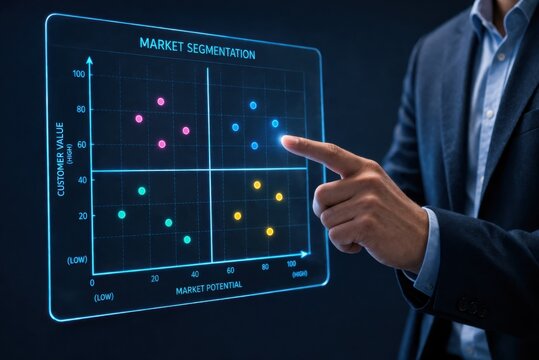 Market segmentation analysis chart visualizing customer value and market potential for business strategy insights