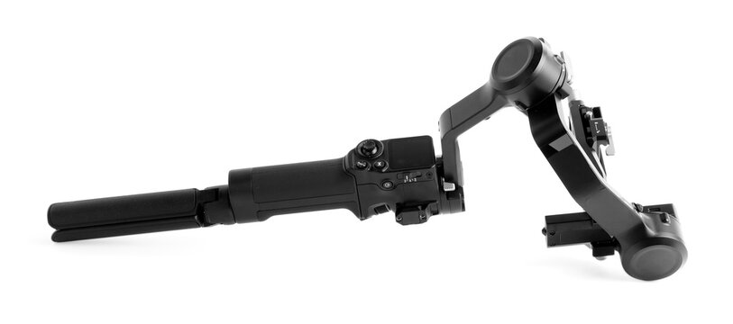 Gimbal stabilizer isolated on white. Professional filming equipment