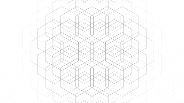 Abstract geometric cube pattern, isometric hexagon grid structure, modern minimal line art background, futuristic architectural lattice design, clean white technology backdrop