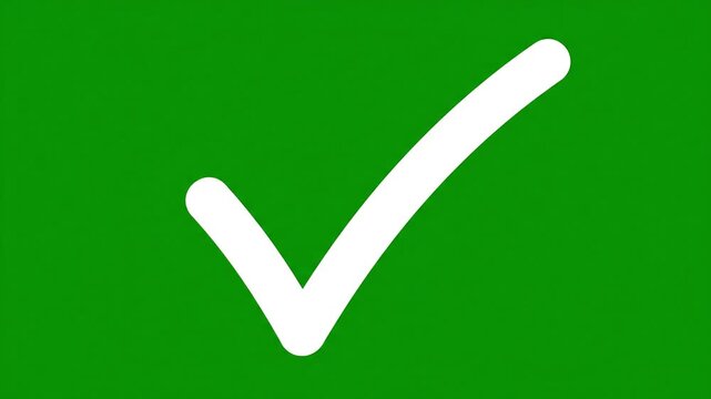A large white checkmark on a solid green background with a white lower section.