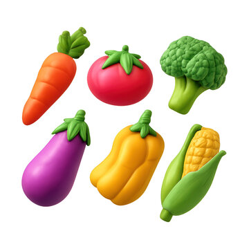 PNG Colorful 3D vegetables illustration