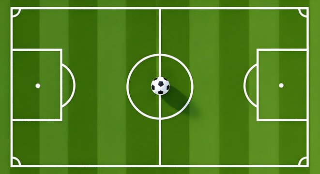 3D soccer field diagram with ball and goalposts for sports strategy