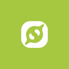 Obraz premium Abstract Green Seed Pod Symbol on White Square.