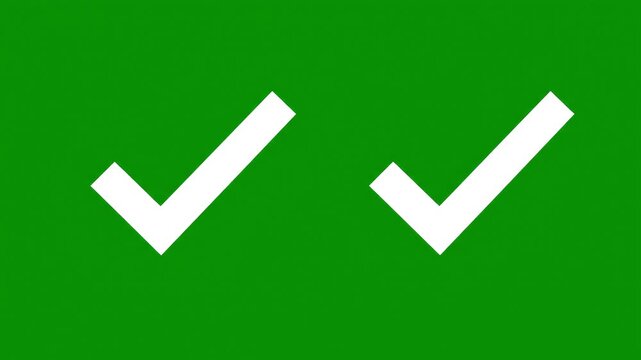 Green background with two white checkmarks in a flat lay composition.