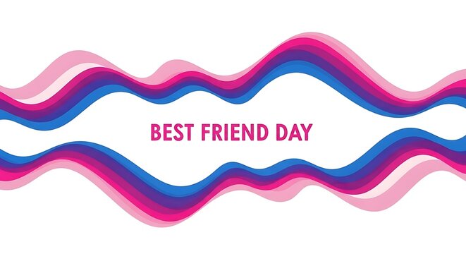 Colorful wave design for Best Friend Day celebration with pink and blue lines