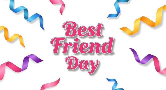 Best Friend Day celebration with colorful ribbons and confetti decorations