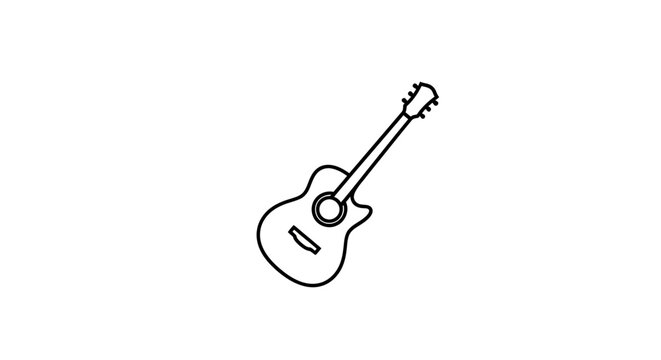 Simple Outline Drawing of an Acoustic Guitar.