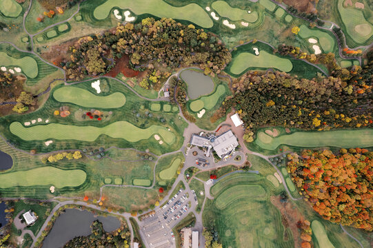 Overview Of Scenic Golf Course Layout Including Natural Features