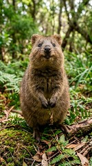 Fototapeta premium Quokka Smiling Forest Rare Cute Animal