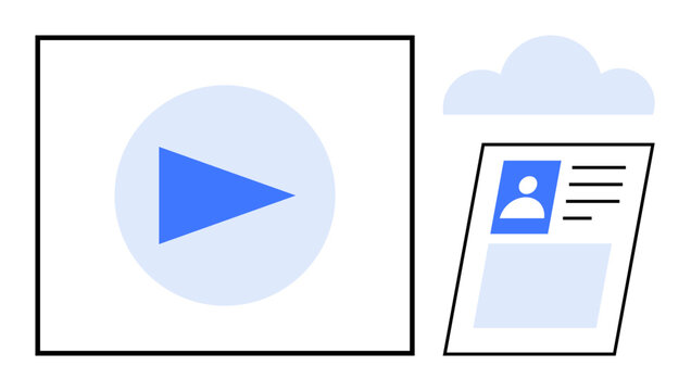 Media streaming concept. Media icons, profile identity, and cloud elements seamless media access. Media streaming enables data sharing, personal security, and digital identity. Applications in