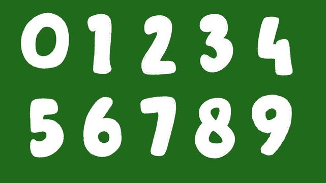 Hand Drawn Doodle Numbers 1 to 10 2D Animation Green Screen Asset | Counting Numbers Motion Overlay | Fun Hand-Drawn Counting Animation for Education Videos
