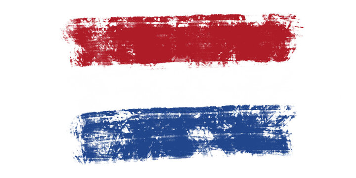 National flag of Netherlands with stain brush stroke effect on transparent background.