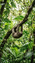 Fototapeta premium Sloth Jungle Tree Tropical Wildlife Scene