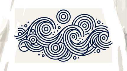 Fototapeta premium Abstract wave pattern design with circular elements and dots.