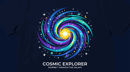 Fototapeta premium Cosmic Explorer - Journey Through the Galaxys Vibrant Swirls.