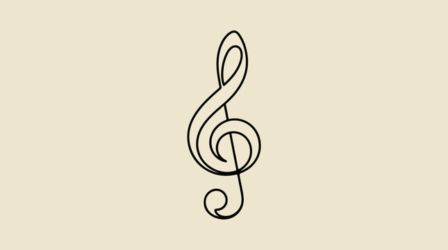 Elegant musical treble clef symbol on a beige background design.