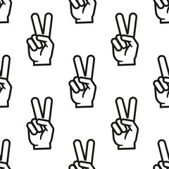 Obraz premium Peace Sign Hand Gesture Pattern Seamless Repetition.