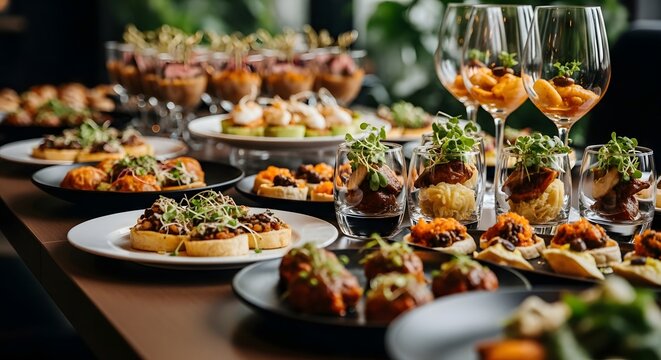 A delectable assortment of hors d'oeuvres and canap s on a table