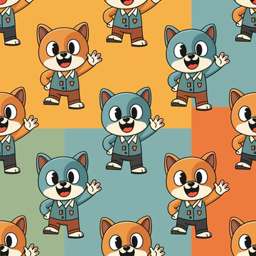 Cute Cartoon Fox Characters in Business Attire.