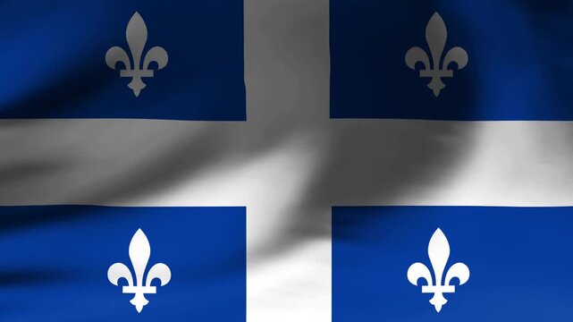 Waving Flag of Quebec Canada Slow Motion Close Up