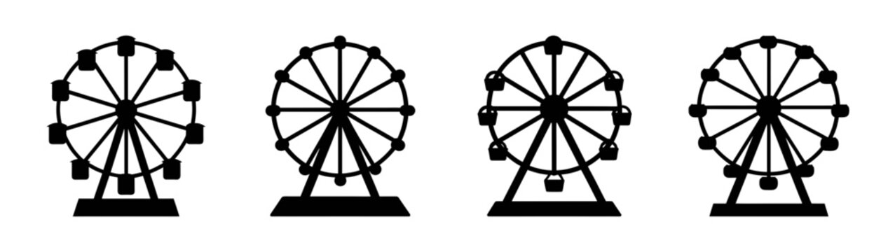 Ferris wheel silhouette vector illustration of amusement park ride attractions and carnival fun fair
