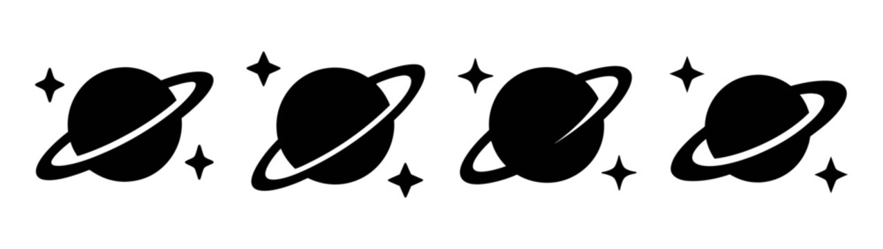 Black and white planet vector pattern design for astronomy and space themed backgrounds and prints