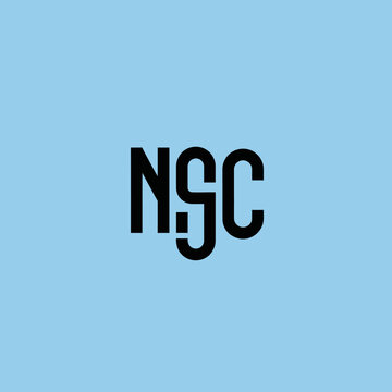 Monogram of the letters NSC in black on a light blue background.