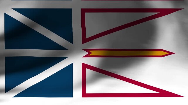 Waving Flag of Newfoundland and Labrador Slow Motion Close Up