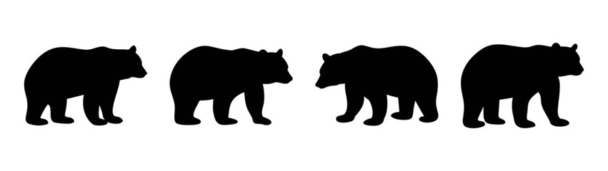 Obraz premium Four black silhouette animal illustrations vector image graphic design element for art projects and prints