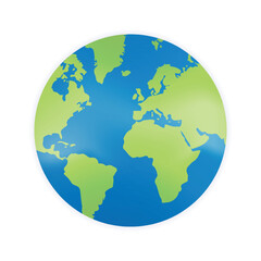 Obraz premium Planet Earth Globe Isolated on White Background. Earth Day Eco Friendly Globe Symbol