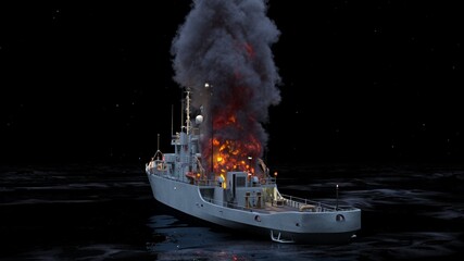 艦艇　3DCGレンダリング © tsuneomp