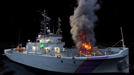 艦艇　3DCGレンダリング © tsuneomp