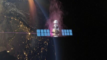 人工衛星と地球　3DCGレンダリング © tsuneomp