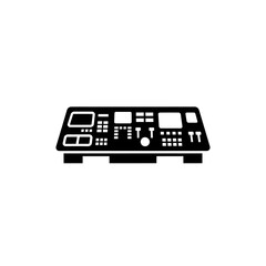 Naklejka premium Black and white illustration of an electronic control panel with multiple buttons and displays