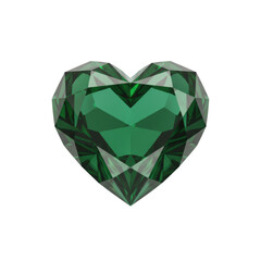Fototapeta premium Symmetrical heart shaped emerald crystal with polished facets and internal light refraction isolated on a transparent background, elegant luxury aesthetic
