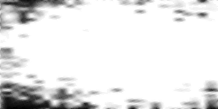 Bitmap grunge gradient texture. Black and white pixelated dither wave pattern. Abstract glitchy 8 bit game wallpaper. Retro wide rasterized backdrop. Pixel art illustration. Modern Vector background