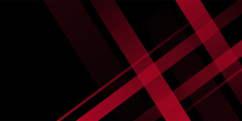 Fototapeta premium Abstract dark background with simple red rectangle pattern in 3d view. Dynamic and luxurious design. Vector eps10