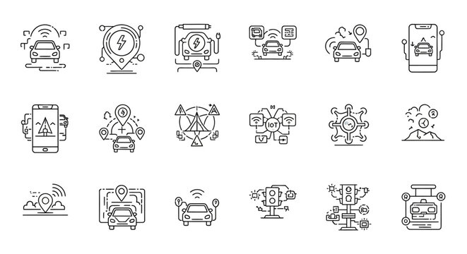 Technology icons on white background. Vector Icon. EPS Editable
