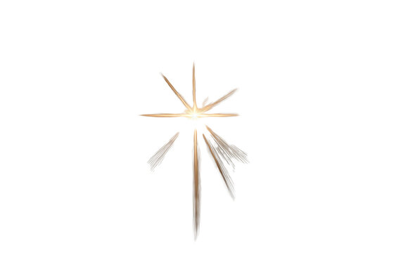 Une explosion lumineuse scintillante avec des rayons dor&eacute;s et blancs rayonnant depuis le centre, isol&eacute;e sur un fond blanc pour superposition.