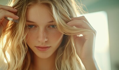 Fototapeta premium Young woman with blonde hair.