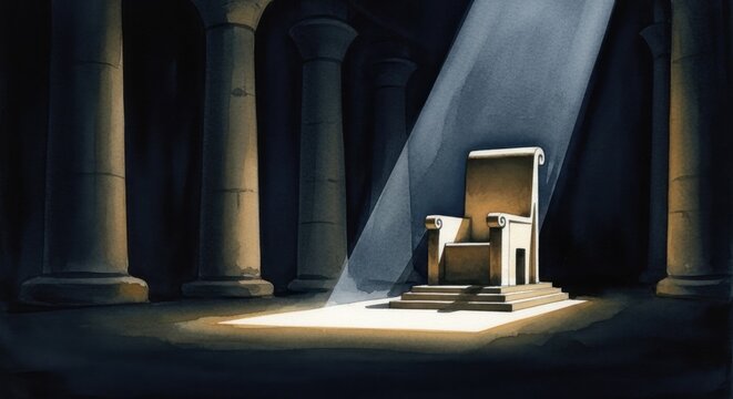 The Illuminated Throne of the Pharaoh: A Symbol of Power and Authority in an Ancient Temple Setting